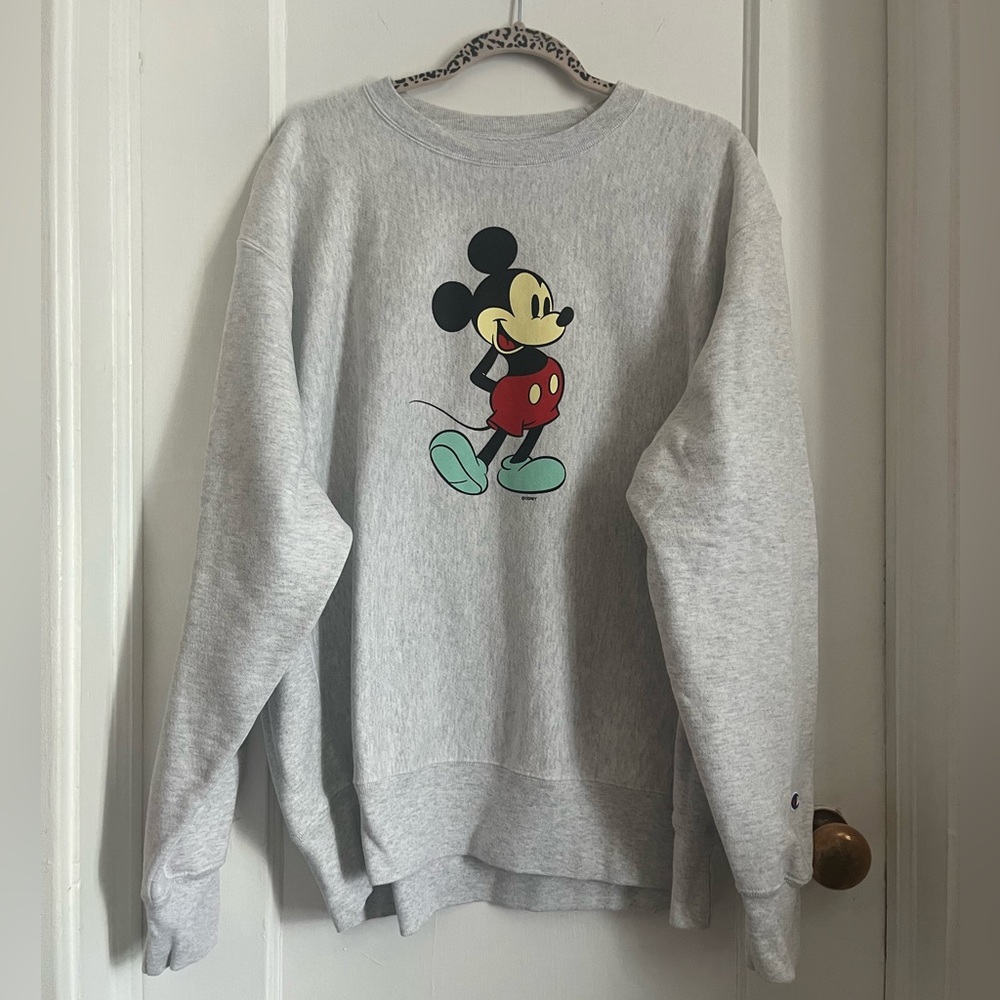 Champion Gray Mickey Mouse Crewneck Sweater